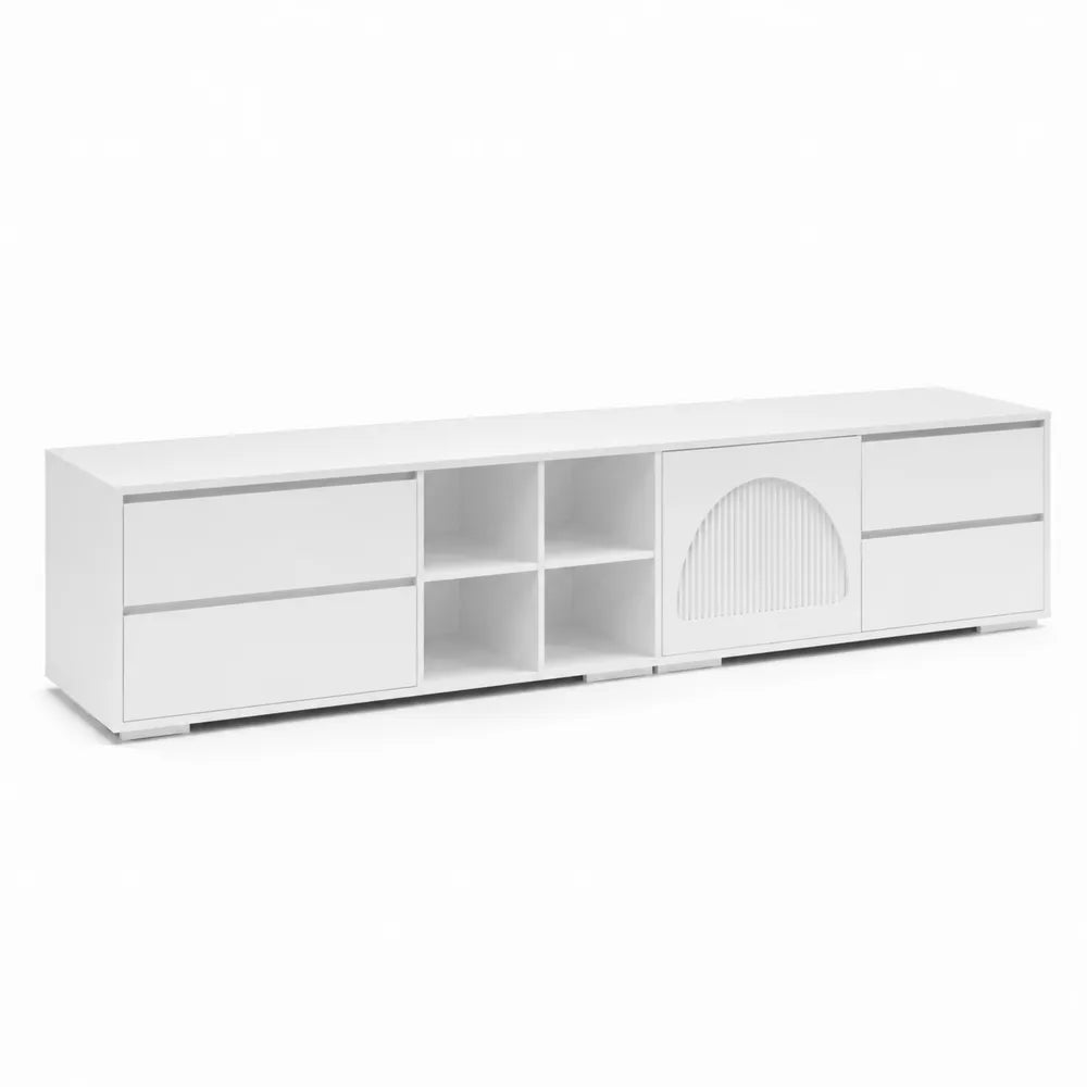 Szafka RTV z MDF z szufladami i półkami 180x40x45 cm