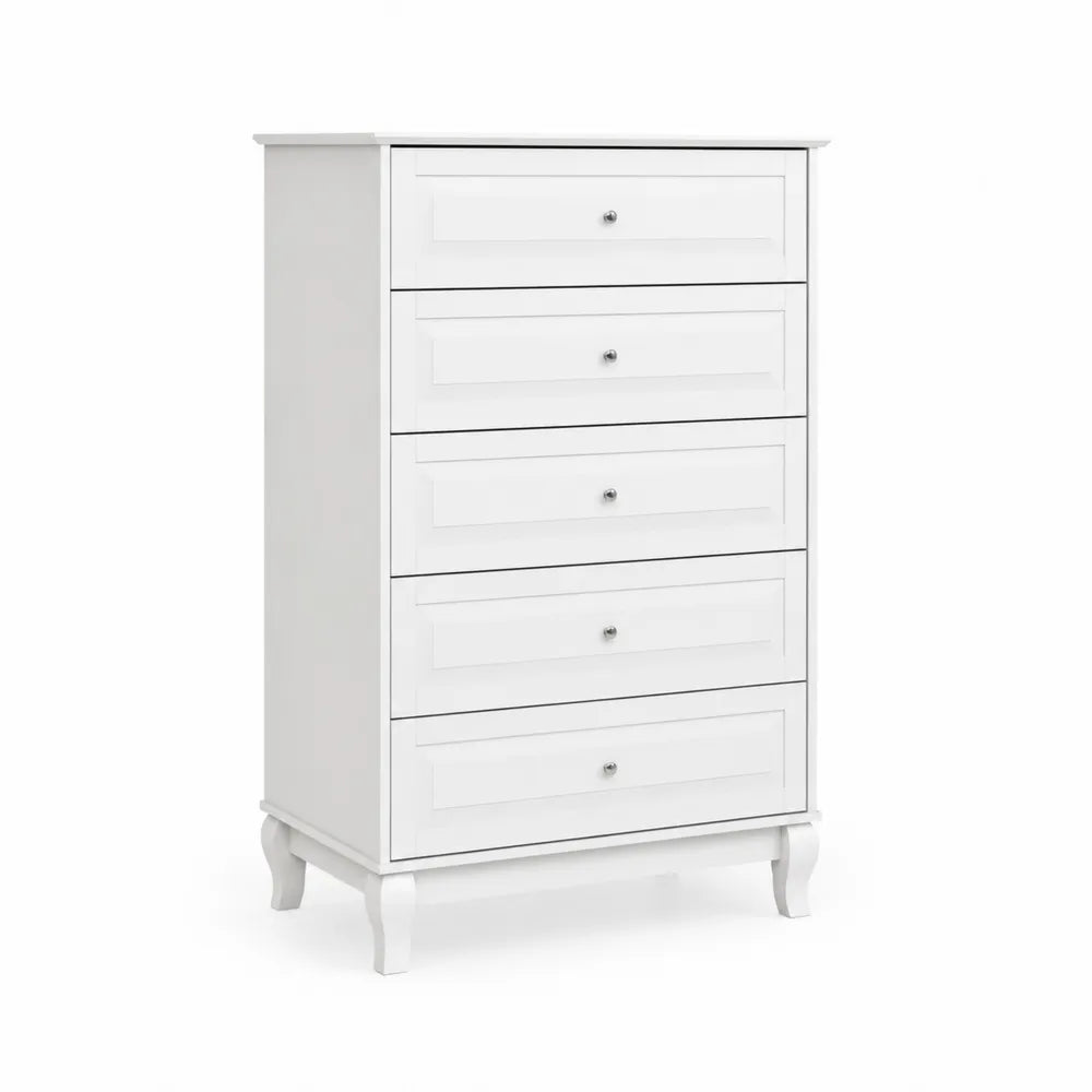 Biała komoda z MDF z 5 szufladami 70x40x110 cm
