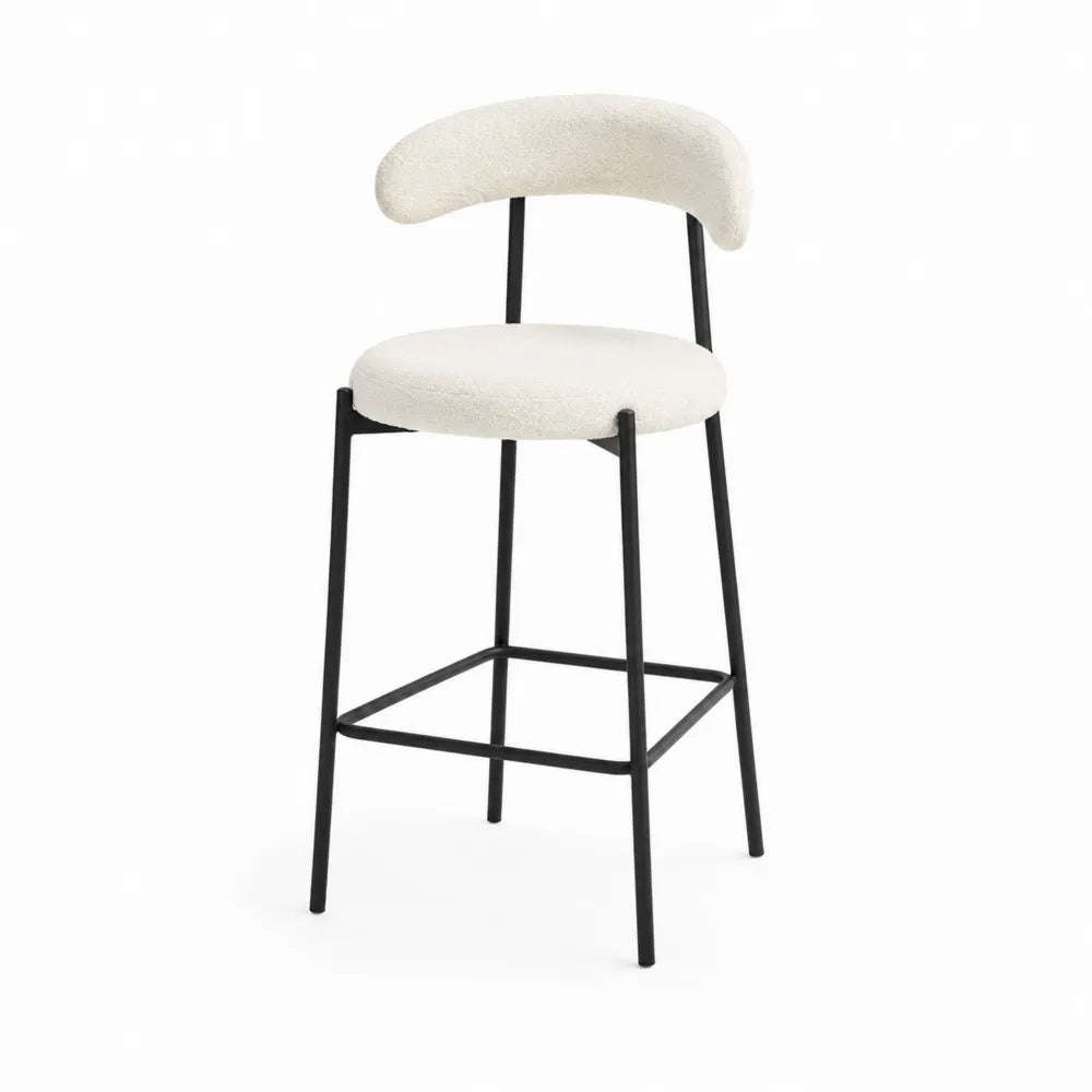 Stołek barowy stal tkanina biały 104 cm