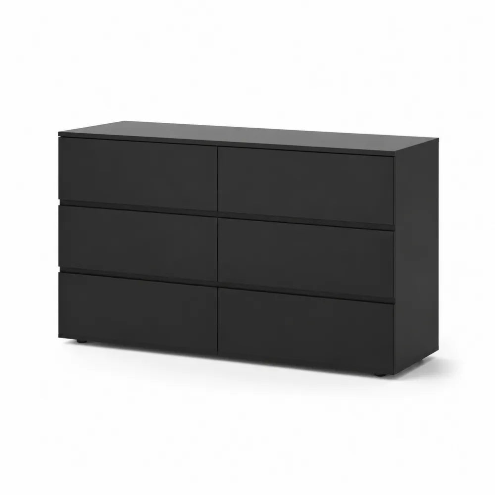 Komoda czarna MDF z 6 szufladami