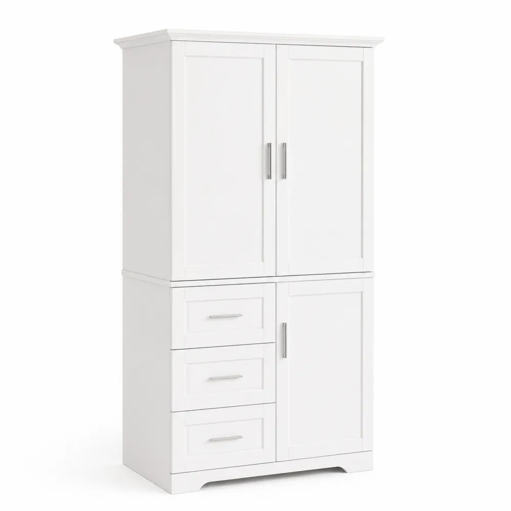 Szafa z drzwiami i szufladami biała z płyty MDF 180 cm