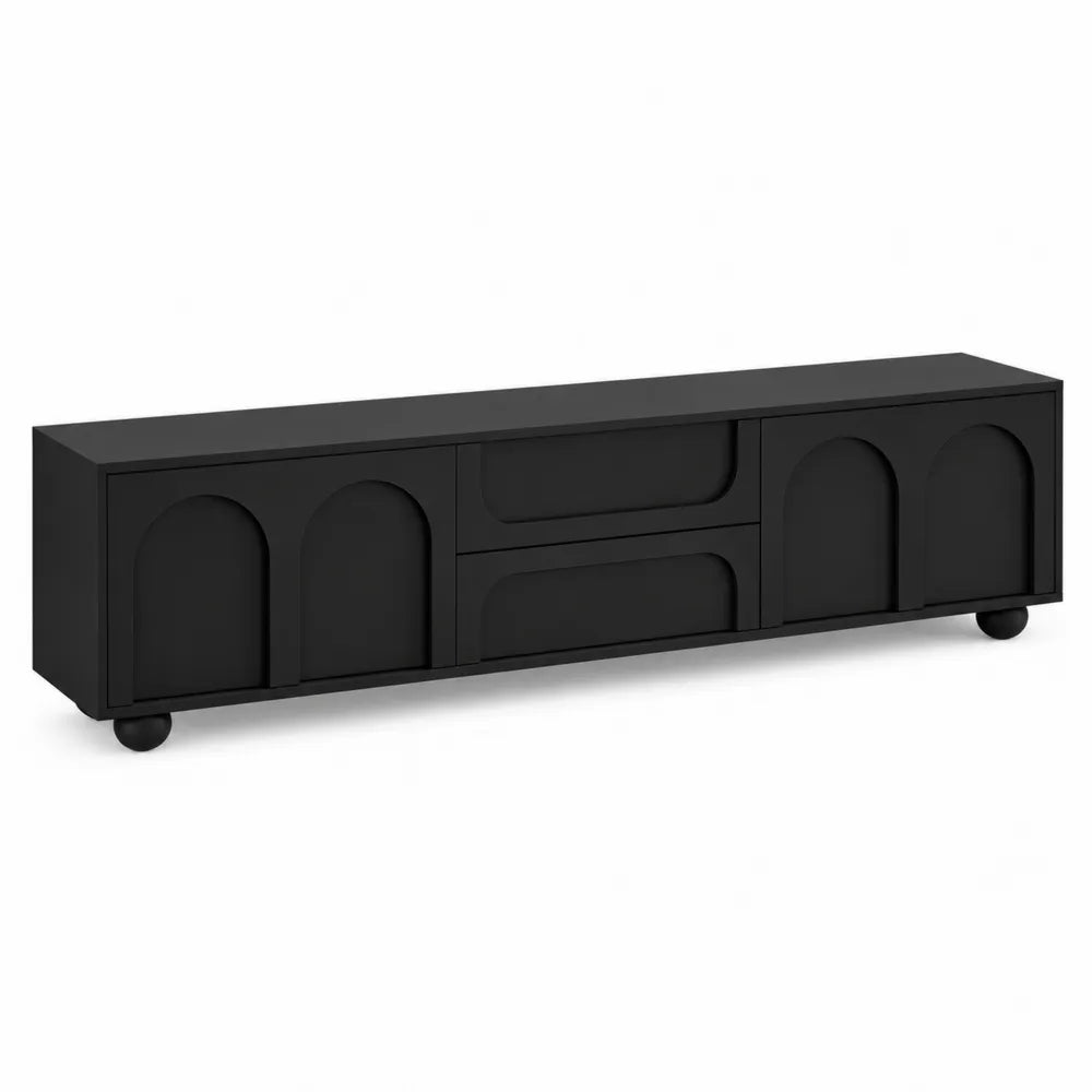 Szafka RTV Drewniana Czarna 160x40x45 cm