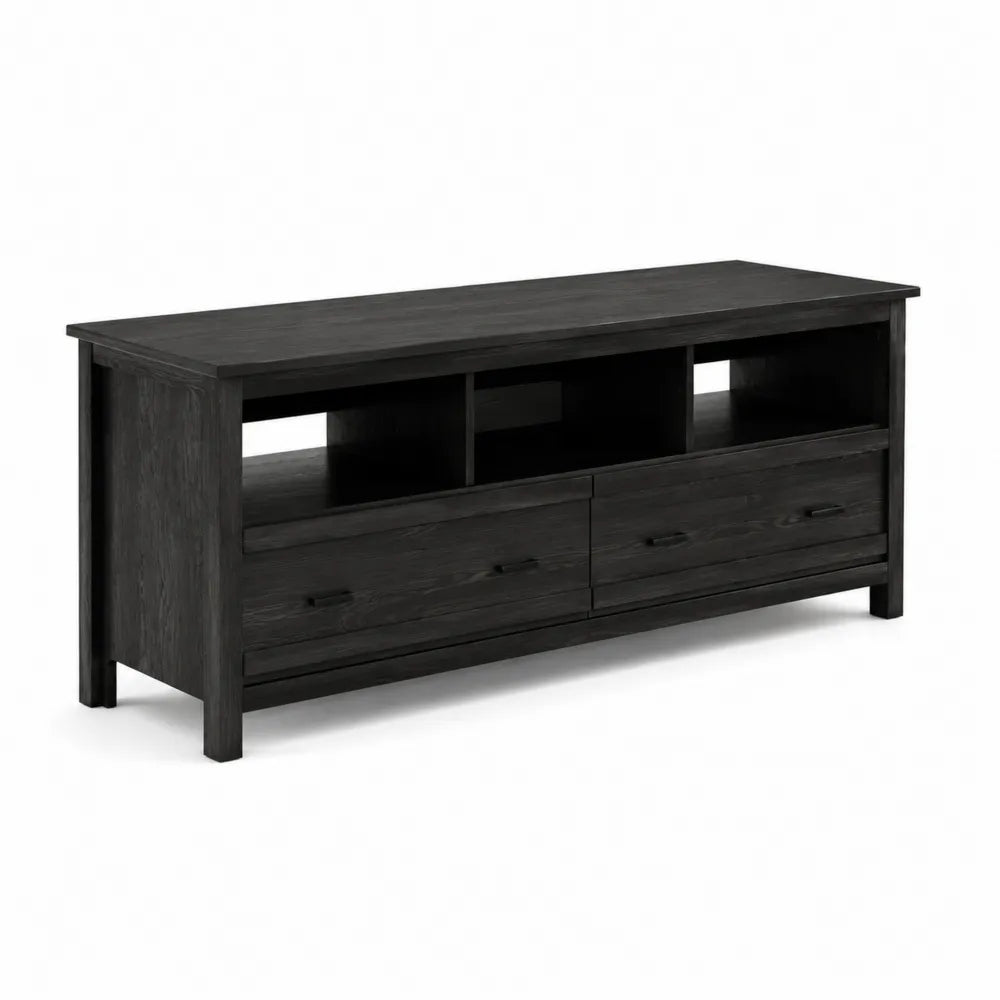 Czarna szafka RTV z drewna sosnowego 150 cm